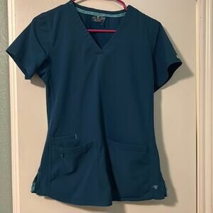 Med couture teal scrub top